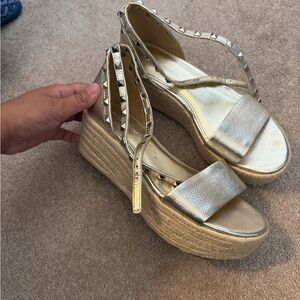 Marc Fisher Gold Studded Platform Sandals